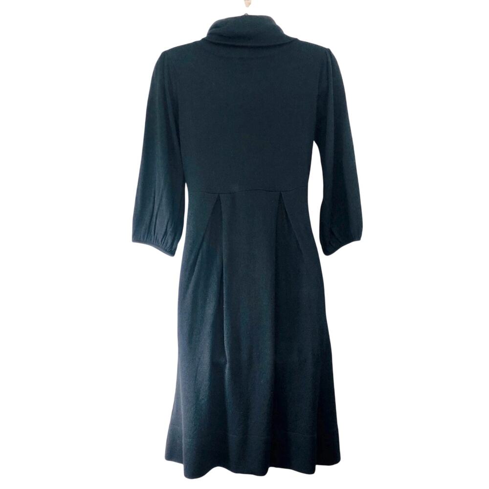 New Directions Black Sweater Dress Empire Waist Small Pleats Cowl Neckline - Picture 2 of 16